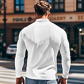preiswerte Klassisches Poloshirt für Herren-Herren Golfshirt Golf Poloshirts Lässig Arbeit Revers Langarm Basic Modern Einfach Knöpfe Frühling &amp; Herbst Normale Passform Weiß Golfshirt