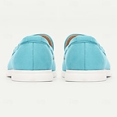 abordables Chaussures sans lacets &amp; mocassins-mocassins pour hommes en daim bleu clair avec semelle blanche confortable - parfaits pour une tenue décontractée et estivale