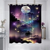 お買い得  シャワーカーテン-フック付きシャワーカーテン 180cm*180cm(70&quot;*70&quot;) ポリエステル洗濯可能防水パターンバスルームバスタブデコ海岸の海