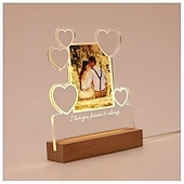 preiswerte Geschenke-personalisierter Nachtlicht-Fotorahmen in Herzform, LED-Nachtlicht zur Hochzeit – individuelle Foto-Acryl-USB-Lampe, romantisches Geschenk zum Hochzeitstag, Geburtstag, perfekt für Paare und Freunde