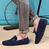 abordables Semi-formel-mocassins classiques en daim bleu marine pour hommes avec détails en métal - idéaux pour les occasions professionnelles décontractées et formelles