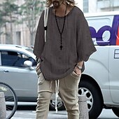 preiswerte Basic-T-Shirts-Herren Hemd T Shirt Kurzarmshirt Strick-T-Shirt Kurzarm Kragen Rundhals Frühling &amp; Sommer Einfach Mode Vintage-Stil Lässig Urlaub Lässig Ferien Schwarz Beige Kaffee Top T-Shirt für Herren