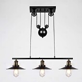 cheap Pendant Lights-Pendant Light 1/2/3 Light Pulley Indoor Island Light Adjustable Industrial Vintage Rustic Chandelier for Game Room 7ft/8ft/9ft Tables, Vintage Kitchen Light for Man Cave, Kitchen, Dinning Room, Bar