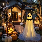 cheap Halloween Outdoor-Halloween Decorations Lighted Ghosts Outdoor Decoration Lights Yard Halloween Standing Ghost Lights Battery Operated Porch for Patio Spooky Atmosphere Decorations 1pc