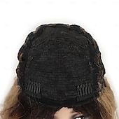 abordables Perruques Synthétiques Sans Bonnet-perruque longue bouclée ondulée pour femme marron avec reflets perruque bouclée cheveux ondulés lâches perruque synthétique sans colle résistante à la chaleur pour une utilisation quotidienne en
