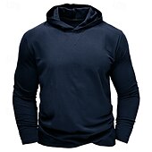 abordables sudaderas basicas hombre-Hombre Sudadera Negro Blanco Verde Ejército Azul Real Caqui Con Capucha Plano Deporte Diario Festivos Algodón Ropa de calle Básico Casual Primavera &amp; Otoño Ropa Sudaderas con capucha Sudaderas