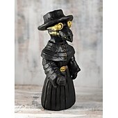 cheap Statues-Plague Doctor Cone Incense Burner Halloween Intricately Designed Resin Holder for Incense Cones - Historical Decor with Smoking Beak and Mouth - Black, 80g