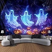 economico arazzi da parete di halloween-decorazioni di halloween arazzo con luce nera uv reattivo fosforescente festa fosforescente casa stregata psichedelico trippy nebbioso arazzo appeso arte murale per soggiorno camera da letto fantasma