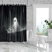 billige Halloween-bad-Dusjgardiner &amp; Kroker Sølv Moderne polyester Vanntett