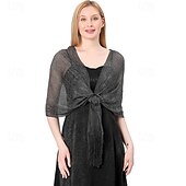 cheap Wedding Guest Wraps-Gold And Silver Silk Shawl With Buckle, Bride And Bridesmaid Group, Dance Party, Wedding Dress, Evening Gown, Shawl For Women
