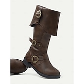 cheap Vintage Boots-Women&#039;s Vintage Mid-Calf Witch Boots with Decorative Buckles and Folded Cuff - Vintage Pirate Style Cosplay Costume Shoes