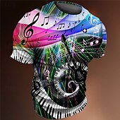 levne 3D trička-hudební festival Pánské Grafika Pano Keys Hudební noty Tričko Trička Krátký rukáv tričko 3D tisk Tričkový Košile Vinobraní Módní Designové Venkovní Ležérní Denní Vodní modrá Fialová Oranžová Jaro léto