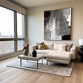 abordables Peintures Abstraites-Peinture à l&#039;huile noire 3D faite à la main sur toile, grand couteau à palette texturé abstrait peint à la main, peinture à l&#039;huile boho, art mural personnalisé, œuvre minimaliste contemporaine pour