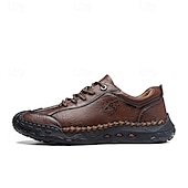 cheap Men&#039;s Sneakers-Men&#039;s Brown Faux Leather Casual Shoes with Handcrafted Stitching and Durable Rubber Sole for Outdoor Activities