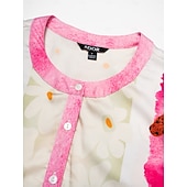 cheap Print Casual Dress-Satin Leopard Print Button Up Crew Neck Casual Daily Maxi Dress