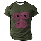 お買い得  アニマルプリントTシャツ-男性用 猿 Tシャツ 半袖 Tシャツ 3Dプリント クルーネック シャツ ファッション アスレイジャー ストリート スポーツ・アウトドア ブラック ホワイト イエロー 夏 春 衣類 S M L XL XXL XXXL