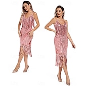 olcso Öltözetek-Retró Ordító 20-as évek 1920-as évek Flapper ruha Szerepjáték Jelmezek Felszerelések A nagy Gatsby Esküvői Vendég Flitter Rojt Női Karácsony Mindszentek napja Farsang Halloween Buli / Este Esküvői