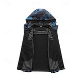 baratos Casacos Leves, Polares &amp; Caminhada-Homens Jaqueta Softshell Jaqueta de Trilha Ao ar livre Côr Camuflagem Proteção Solar A Prova de Vento Secagem Rápida Jaqueta Moletom Zip Completo Viajar Preto Azul Cinzento