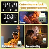cheap Stationery-Toast Clock Timer Lamp Cute LED Bread Night Light with USB Dimmable Table Clock Alarm for Kids Soft Light