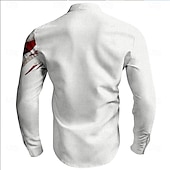 baratos Padrão de bandeira-Dia da Independência Americana Homens Bandeira americana Patriótico camisa de botão Manga Longa Casual Férias Diário Verão Primavera &amp; Outono Faixa colarinho do vovô Impressão 3D Preto Vermelho Azul