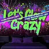 cheap Blacklight Tapestries-Blacklight Tapestry UV Reactive Glow in the Dark Glow Party Neon Psychedelic Trippy Misty Hanging Tapestry Wall Art Mural for Living Room Bedroom