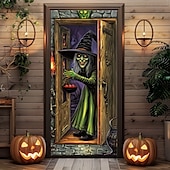 ieftine Coperți de ușă de Halloween-decorațiuni pentru uși de halloween huse de uși de halloween tapiserie încântătoare pentru uși de vrăjitoare decorațiuni pentru perdele de ușă banner de ușă de fundal pentru ușa din față petrecere de