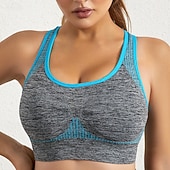 baratos Sutiã Esportivo-Mulheres Sustentação Leve Sutiã Esportivo Sutiã de corrida Costas Nadador Sem Aros Good Top Acolchoado Ginástica Esportes Relaxantes Corrida Respirável Leve Macio Azul Cinza Escuro Roxo Cor Sólida