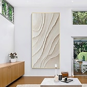 preiswerte Landschaftsgemälde-großes weißes Ölgemälde handgefertigt 3D weißes Ölgemälde auf Leinwand handgefertigtes abstraktes Gemälde handgefertigte Wandkunst Pattle Knife Wave-Gemälde leichtes Luxus-Ölgemälde für Wohnzimmer