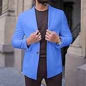 abordables Blazers pour hommes-Homme blazer Entreprise Soirée Cocktail Fête de Mariage Mode Décontractées Printemps &amp; Automne Polyester Couleur unie Bouton Poche Confortable Boutonnage Simple veste Rose Claire Jaune Rose Claire