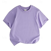 cheap Tees &amp; Shirts-Unisex Boys Girls&#039; 3D Solid Color Tee Short Sleeve Summer Spring Fashion Basic Kids 4-12 Years Crew Neck Outdoor Casual Daily Regular Fit