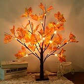 abordables 123496-Guirlande lumineuse d&#039;automne pour arbre d&#039;érable de Thanksgiving, 24 LED, alimentée par batterie, en forme de citrouille simulée, pour les fêtes à la maison, Halloween, Noël, décoration de bureau