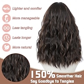 cheap Synthetic Trendy Wigs-Wig Medium Length Wigs for Women Middle Part Synthetic Hair Wavy Wig with Upgraded Strands,Natural Hair Wig for Daily Party/Halloween Use