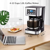 abordables Électroménager-machine à café goutte à goutte programmable cafetière grande capacité 1,8 l machine à café intelligente avec maintien au chaud et réservation
