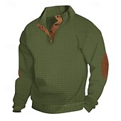abordables Sudaderas Básicas_-Hombre Sudadera Negro Blanco Verde Ejército Caqui Gris Cuello Mao Bloque de color Retazos Deporte Diario Festivos Texturizado Ropa de calle Básico Casual Primavera &amp; Otoño Ropa Sudaderas con capucha