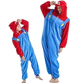 cheap Kigurumi Pajamas-Super Bros Kigurumi Pajamas Halloween Group Family Costumes Kid&#039;s Adults&#039; Unisex Funny Costume Party Home Wear Halloween Carnival Easy Carnival Costume