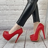 economico Tacchi a Piattaforma-tacchi alti neri a spillo da donna - décolleté con plateau borchiate punk rock per clubwear e feste