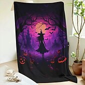 levne Halloween ložnice-halloweenská dekorace čarodějnická deka - měkký a příjemný fleece s okouzlujícím čarodějnickým designem - ideální pro přidání strašidelného nádechu do vašeho domova - vysoce kvalitní a odolná látka