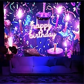זול שטיחי קיר של Blacklight-blacklight שטיח uv תגובתי זוהר בחושך זוהר מסיבת ניאון רעיונות מסיבת זוהר מקלות מסיבה תלוי שטיח קיר אמנות קיר ציור קיר לחדר שינה בסלון
