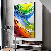 preiswerte Abstrakte Gemälde-handgemalte abstrakte farbenfrohe Gemälde auf Leinwand handgemachtes farbenfrohes strukturiertes Acrylgemälde Wandkunst handgemaltes Kunstwerk Folienölgemälde für Wohnzimmer Büro Wanddekoration
