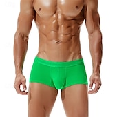 preiswerte Boxershorts für Herren-Herren 1 pc Unterwäsche Boxer Boxer-Shorts Polyester Atmungsaktiv Weich Komfortabel Glatt Mittlere Hüfthöhe Schwarz Hellgrün