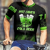 cheap Men's Jerseys-Men's Cycling Jersey Letter &amp; Number Beer Short Sleeve Bike Tee Tshirt Jersey with 3 Rear Pockets Mountain Bike MTB Quick Dry Anatomic Design Wicking Breathable Sports Yellow Red Blue Clothing Apparel