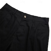 baratos Negócios-Homens Calção Shorts de linho Shorts sociais Shorts de verão Short plissado Bolsos Pregas Perna reta Tecido Conforto Respirável Comprimento do joelho Formal Trabalho Diário Moda Roupa de rua Preto