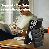 abordables Carcasas Samsung-teléfono Funda Para Samsung galaxia S24 Ultra Plus S23 Ultra Plus S22 Plus Ultra S25 Ultra Funda Trasera con Soporte Soporte de carga inalámbrica Ranura para tarjetas Retro TPU Cuero de PU