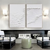 cheap Landscape Paintings-Handmade 3d white wave oil painting Wabi sabi oil painting handmade Wall Art Beige Abstract Painting Canvas A Pair Beige Texture wave painting Wall Art Neutral Abstract Wall Art Wall Decor