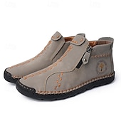 cheap Men&#039;s Slip-ons &amp; Loafers-Men&#039;s Casual Light Blue Leather Loafers with Unique Hand-Stitched Details and Zip Closure, Ideal for Daily Wear