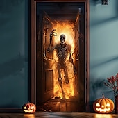 tanie Pokrycia drzwi Halloween-dekoracje na drzwi halloween halloweenowe osłony na drzwi gobelin na drzwi szkielet wilkołaka dekoracja zasłony na drzwi tło baner na drzwi wejściowe dom wiejski impreza świąteczna artykuły