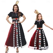 levne Kostýmy pro páry a skupiny-Alice in Wonderland Pohádka srdcová královna Červená královna Jed Šaty Halloween skupinové rodinné kostýmy Dětské Dospělé Dámské Dívčí cosplay Výkon Večírek předvečer Všech svatých Karneval Plesov