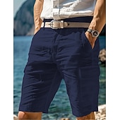 abordables Día festivo-Hombre Pantalón Corto Cargo Pantalón corto Pantalones cortos de lino Pantalones cortos de verano Pantalones cortos de playa Multi bolsillo Pierna recta Plano Comodidad Transpirable Longitud de la
