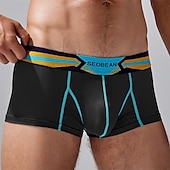 preiswerte Boxershorts für Herren-Herren 1 pc Unterwäsche Boxer Boxer-Shorts Nylon Atmungsaktiv Weich Komfortabel Farbblock Buchstabe Mittlere Hüfthöhe Schwarz Weiß