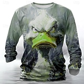 economico Magliette con stampa animale-Per uomo Animali Divertente maglietta Camicia Henley Manica lunga maglietta Stampa 3D Girocollo Camicia Originale Retrò vintage Strada Informale Giornaliero Rosso Viola Verde Estate Primavera Autunno